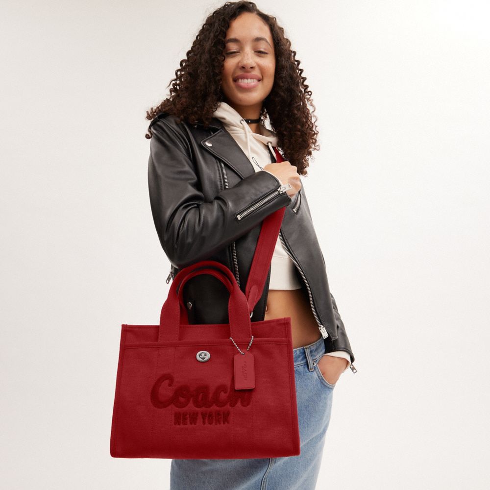 COACH®,Cargo Tote Bag,Canvas,Cotton,Tote,No Embellishment,Casual,Red