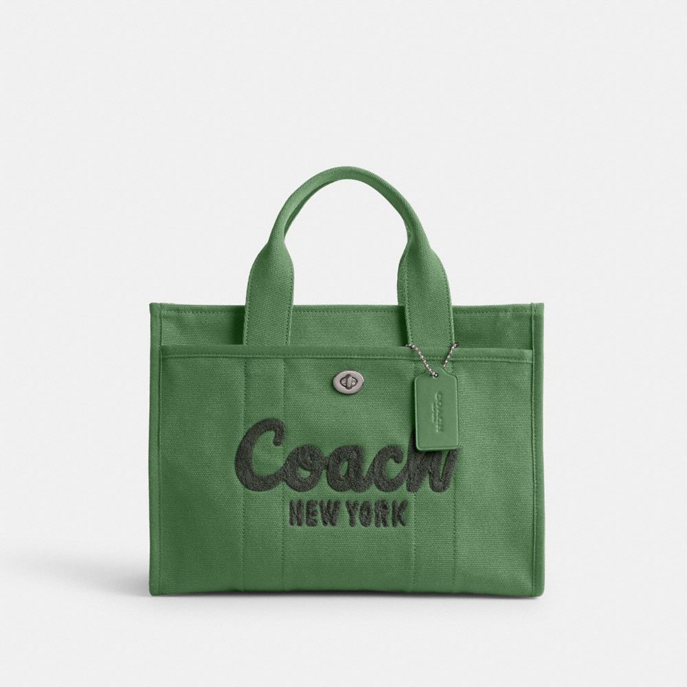 COACH®,CARGO TOTE BAG,canvas,Large,Silver/Soft Green,Front View