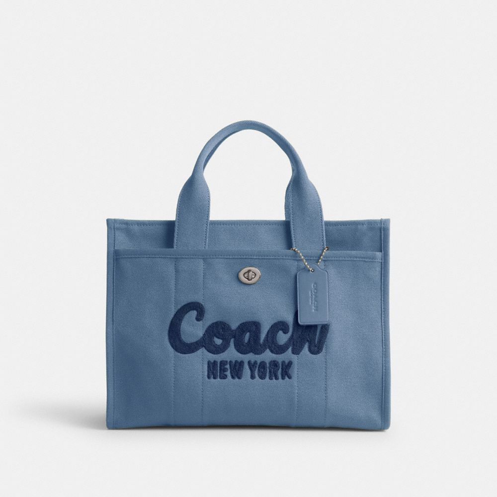 COACH®,CARGO TOTE,canvas,Large,Silver/Slate Blue,Front View