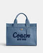 COACH®,CARGO TOTE,canvas,Large,Silver/Slate Blue,Front View