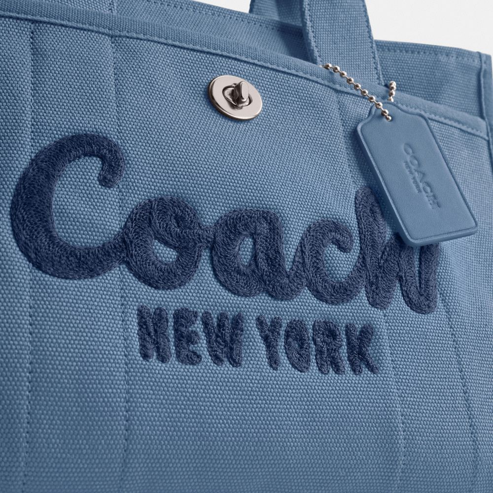 COACH®,Cargo Tote Bag,Canvas,Cotton,Tote,No Embellishment,Casual,Blue,Closer View