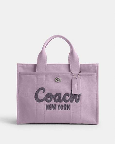 COACH®,CARGO TOTE BAG,canvas,Large,Silver/Soft Purple,Front View