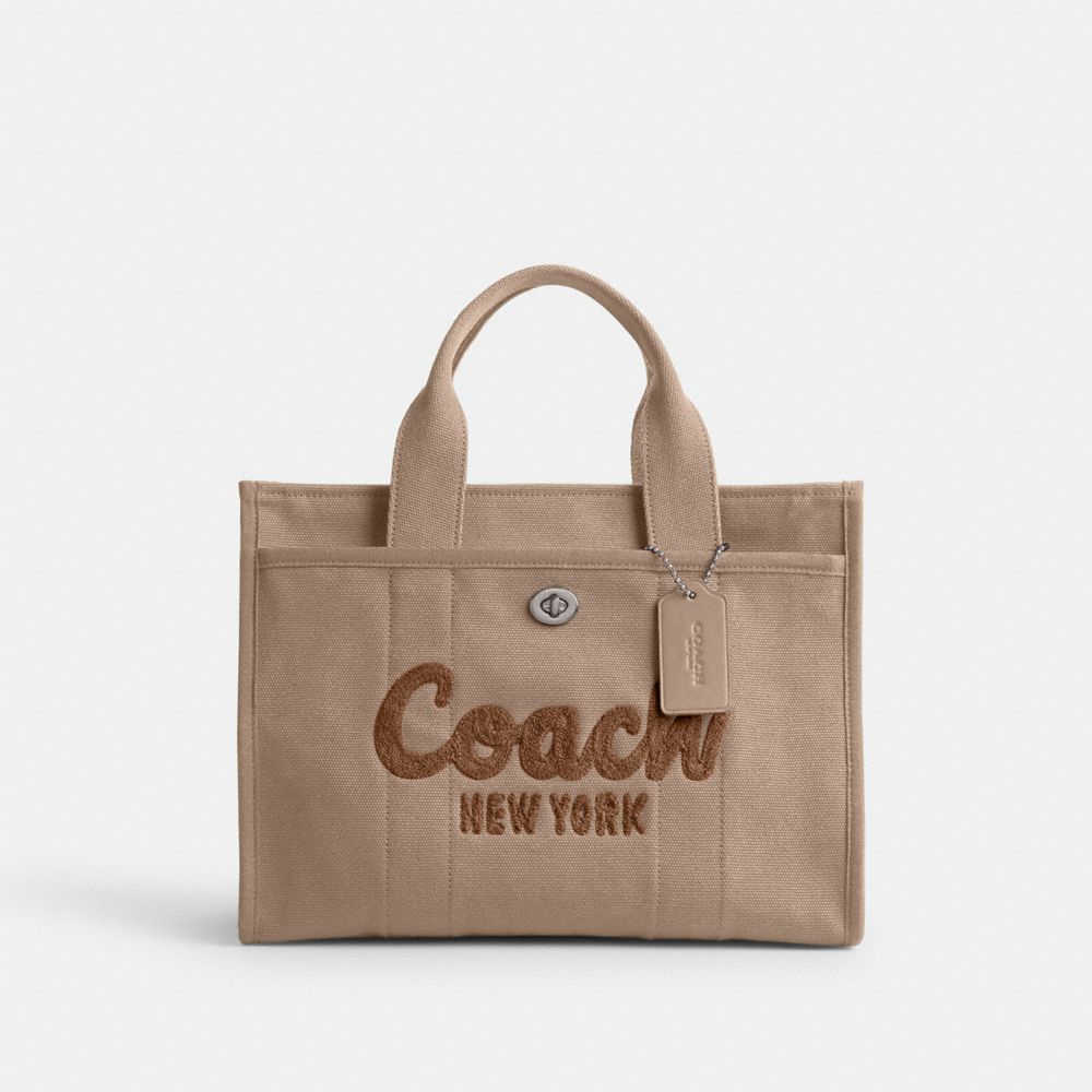 COACH®,CARGO TOTE BAG,canvas,Large,Silver/Dark Natural,Front View image number 0