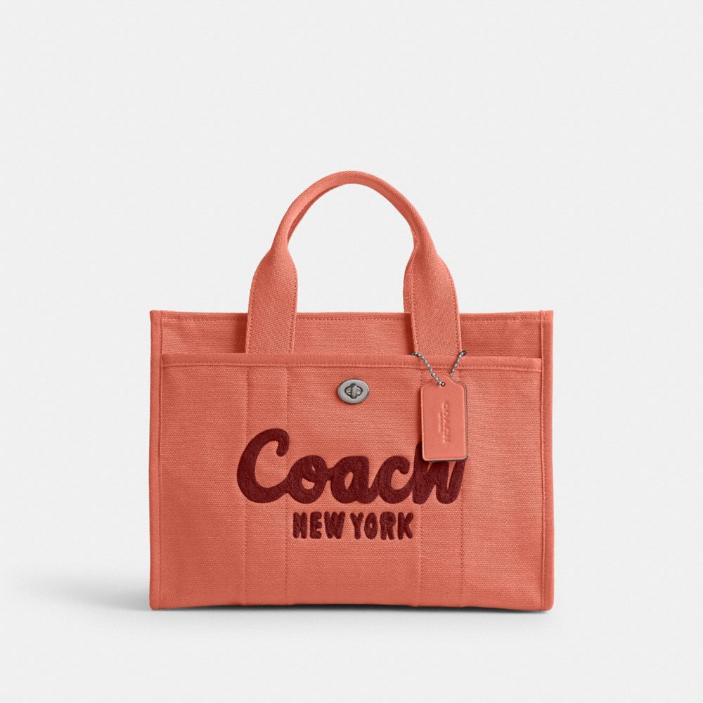 COACH®,CABAS CARGO,la toile,Argent/Pêche pâle,Front View