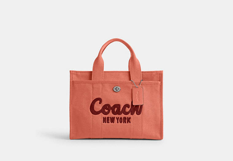 COACH®,CARGO TOTE BAG,canvas,Large,Silver/Light Peach,Front View