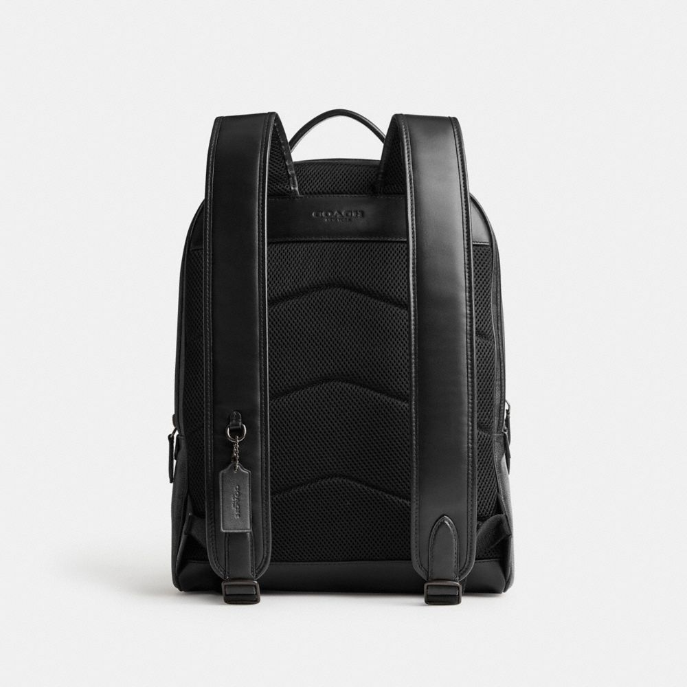 COACH®,CHARTER BACKPACK IN SIGNATURE CANVAS,Signature Coated Canvas,X-Large,Charcoal,Back View