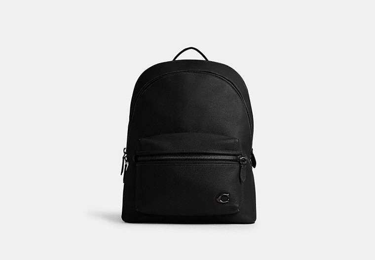 COACH®,CHARTER BACKPACK,Polished Pebble Leather,X-Large,Black,Front View image number 0