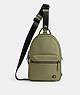 COACH®,CHARTER PACK,Polished Pebble Leather,Medium,Moss,Front View