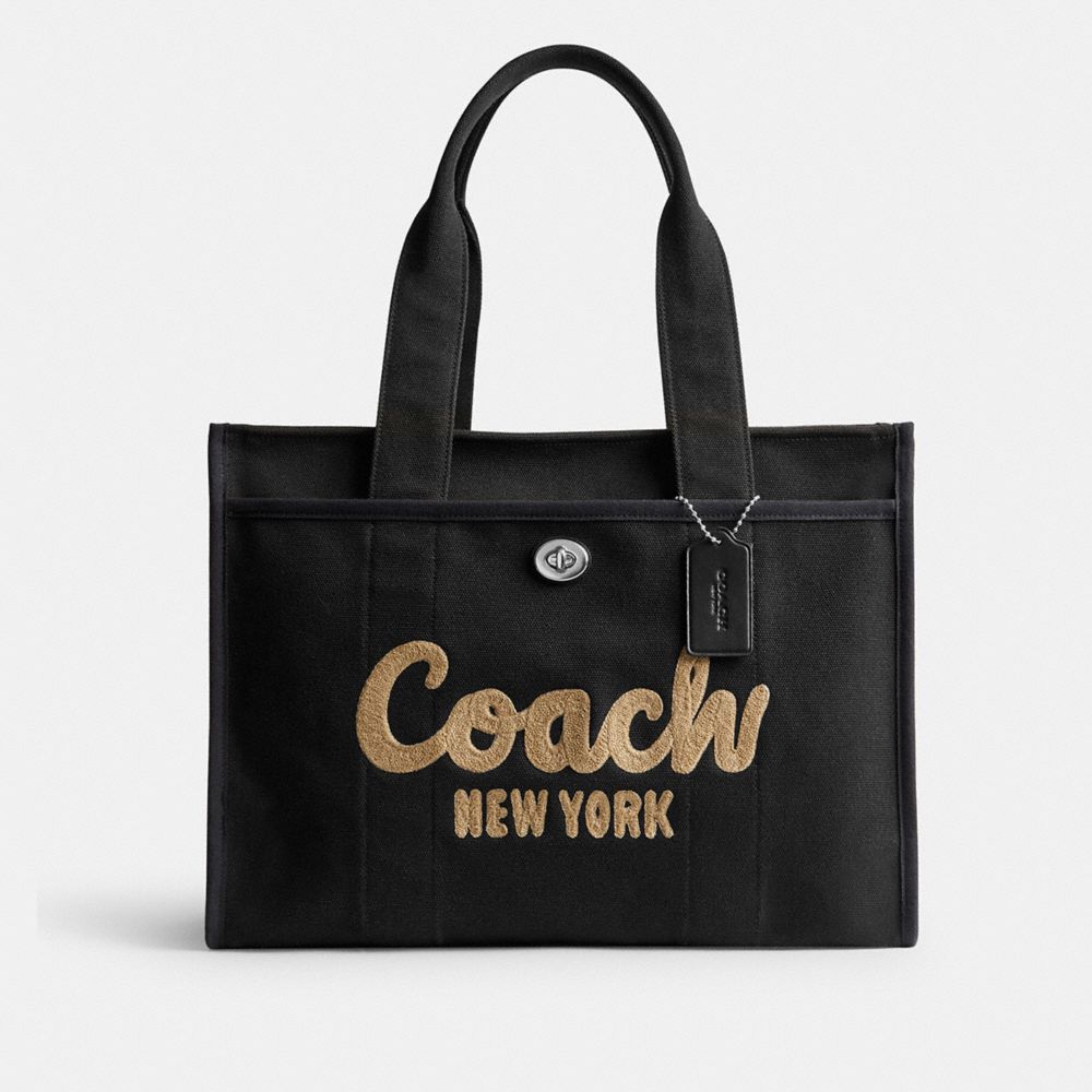 COACH®,CARGO TOTE BAG 42,canvas,X-Large,Silver/Black,Front View