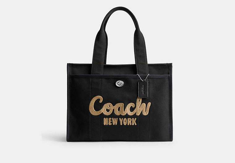 COACH®,CARGO TOTE 42,canvas,X-Large,Silver/Black,Front View