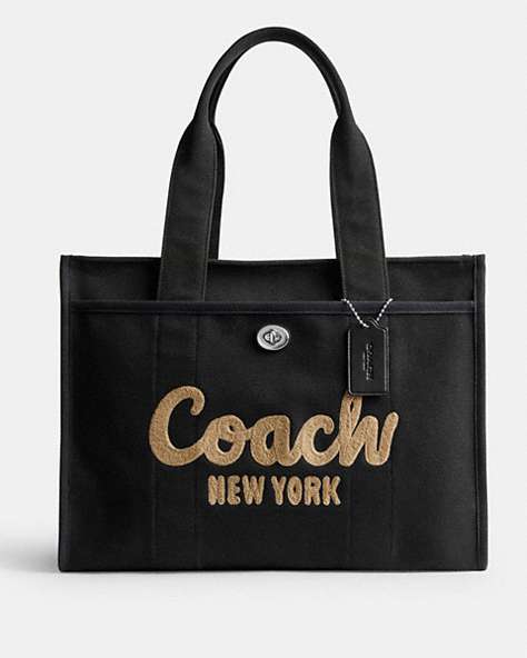 COACH®,CARGO TOTE BAG 42,canvas,X-Large,Silver/Black,Front View
