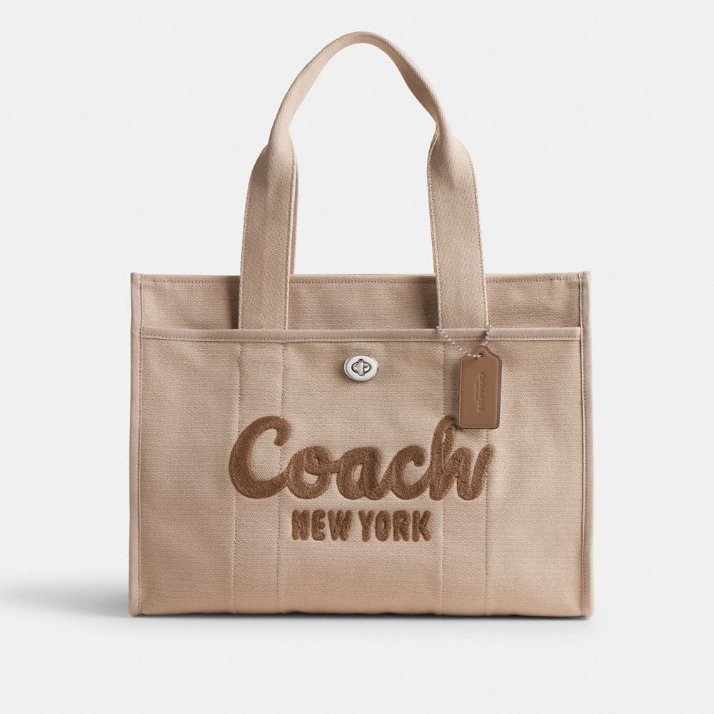 COACH®,CARGO TOTE BAG 42,canvas,X-Large,Silver/Dark Natural,Front View
