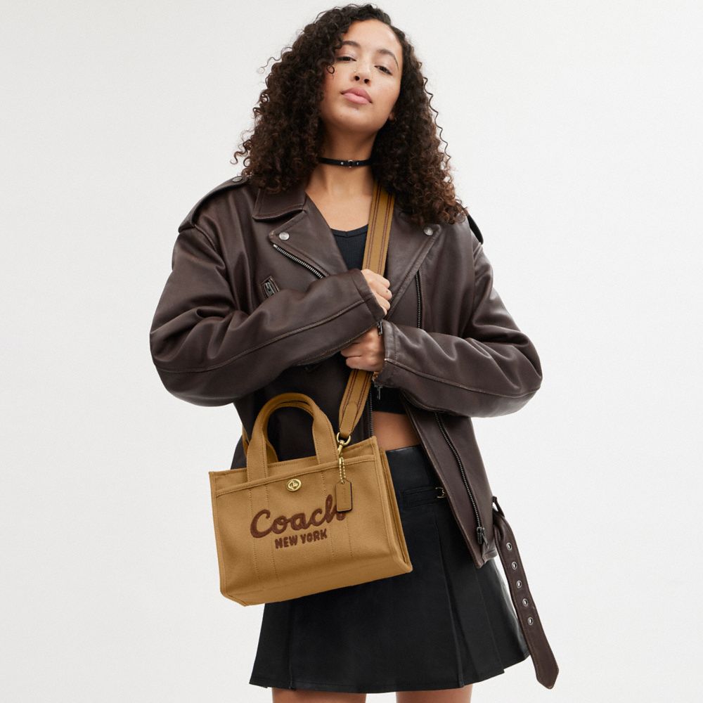 COACH®,Cargo Tote Bag 26,Cotton,Leather,Canvas,Crossbody,No Embellishment,Compact,Casual,