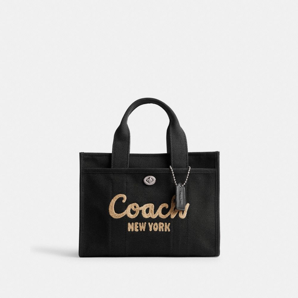 COACH®,CARGO TOTE BAG 26,canvas,Medium,Silver/Black,Front View image number 0