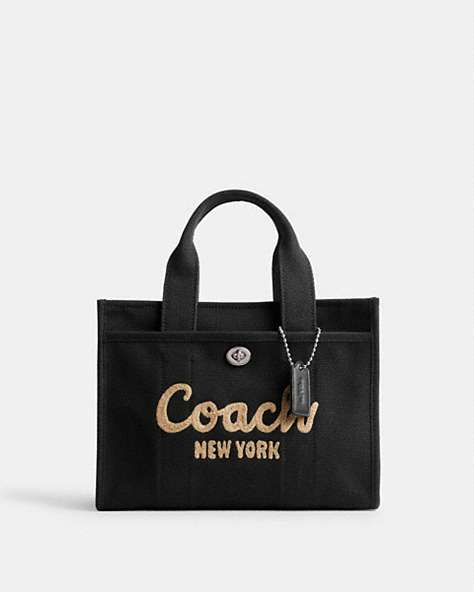 COACH®,CARGO TOTE 26,canvas,Silver/Black,Front View