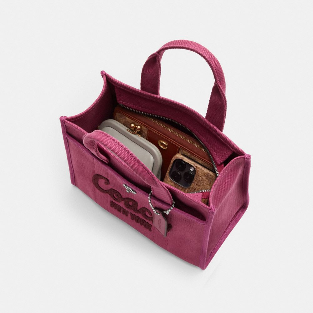 COACH®,Cargo Tote Bag 26,Cotton,Leather,Canvas,Crossbody,No Embellishment,Compact,Casual,Purple,Inside View,Top View