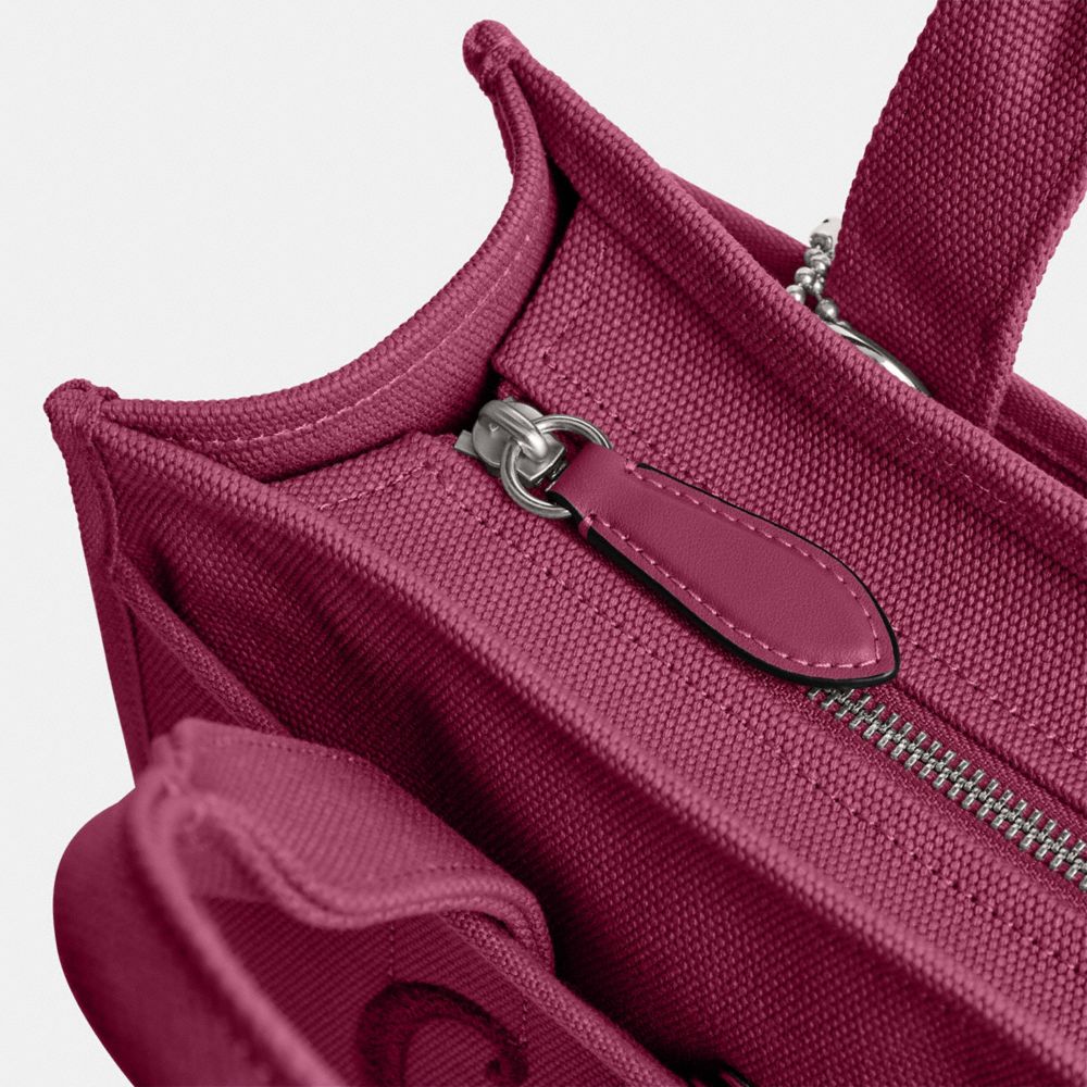 COACH®,Cargo Tote Bag 26,Cotton,Leather,Canvas,Crossbody,No Embellishment,Compact,Casual,Purple,Closer View