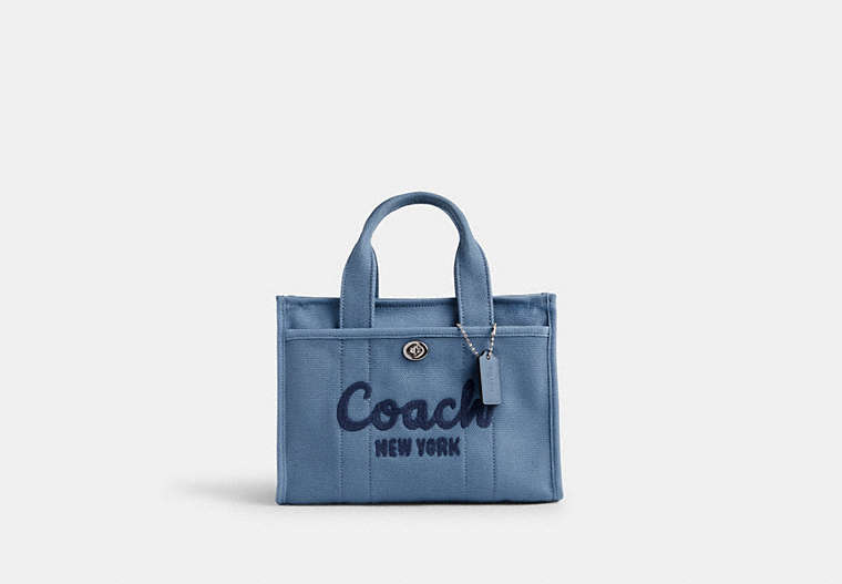 COACH®,CARGO TOTE 26,canvas,Medium,Silver/Slate Blue,Front View