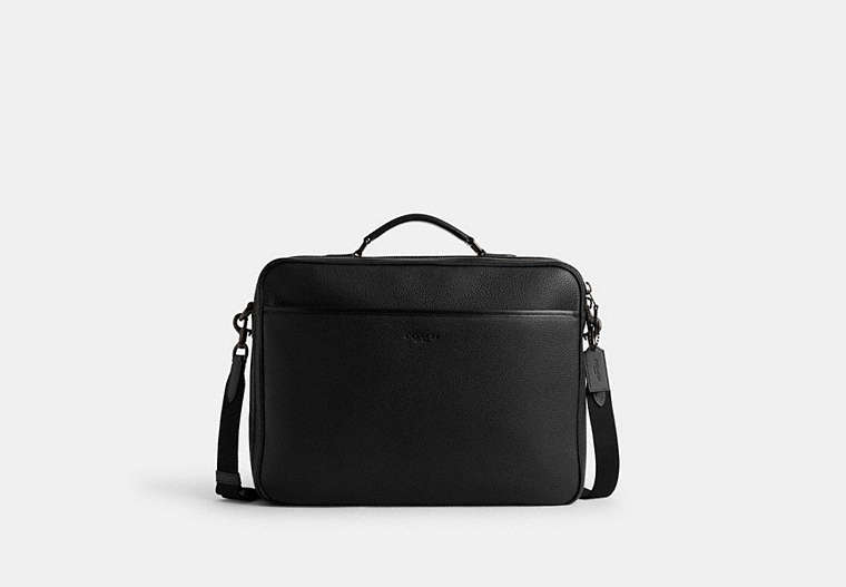 COACH®,GOTHAM CONVERTIBLE BRIEF,Pebble Leather,Large,Black,Front View image number 0