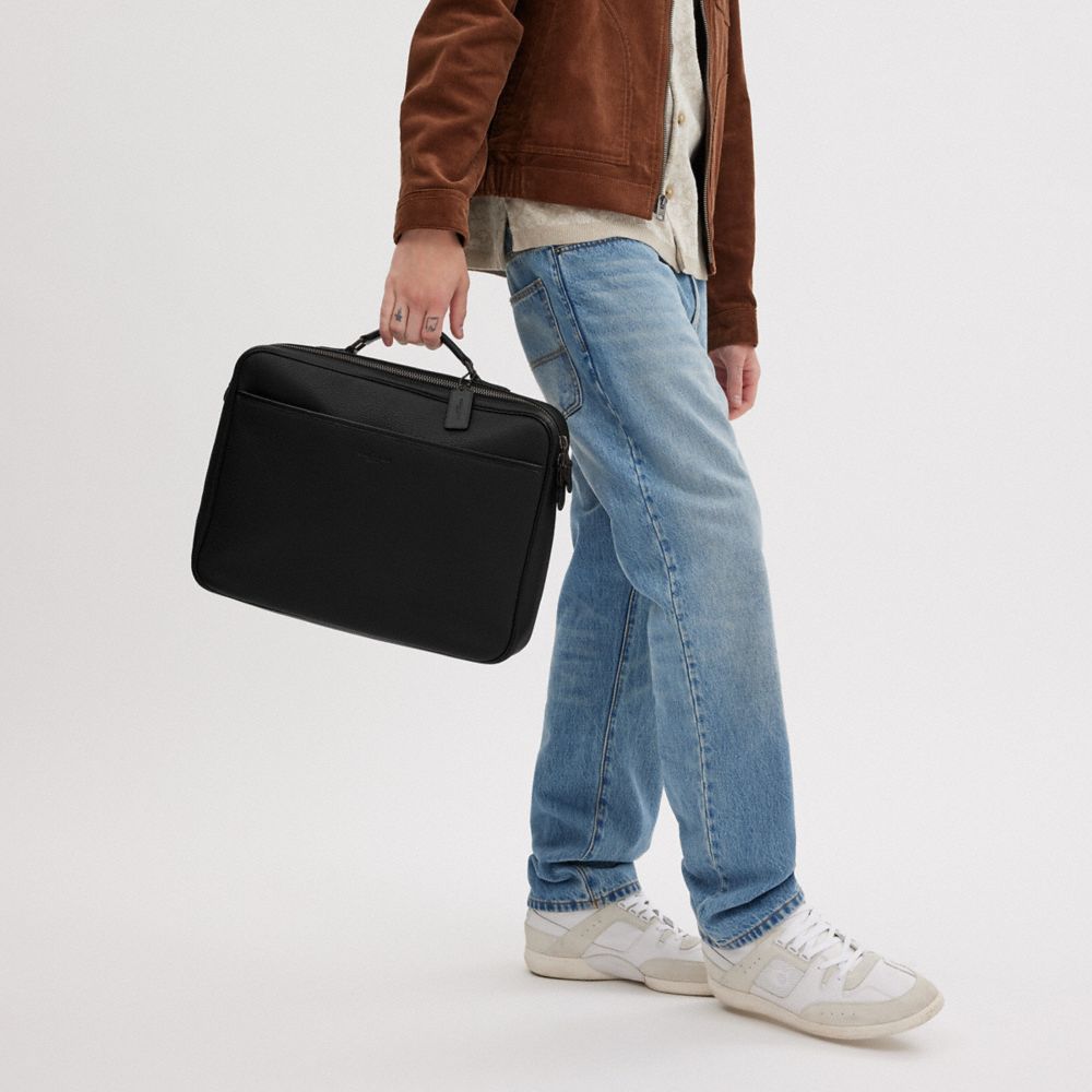 COACH®,Gotham Convertible Brief,Calfskin Leather,Leather,Briefcase,Adjustable,Work,Casual,Black,Detail View