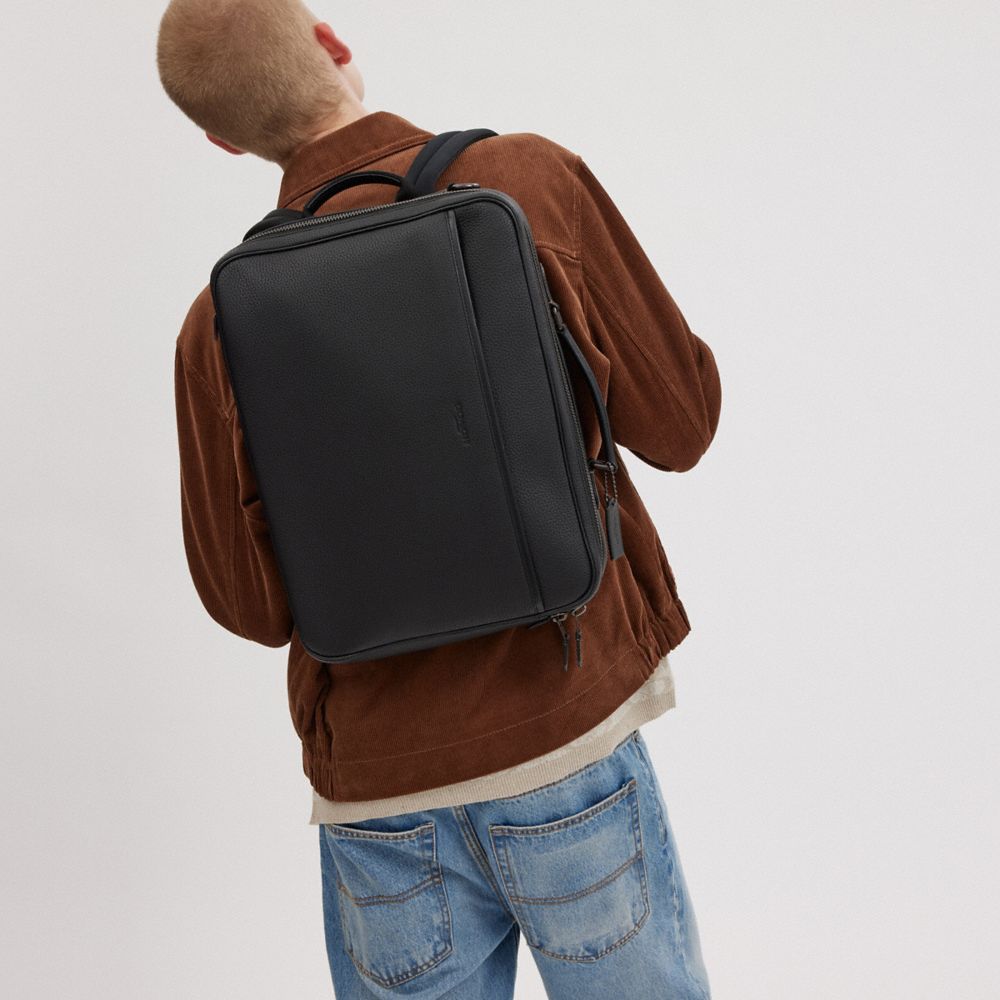 COACH®,Gotham Convertible Brief,Calfskin Leather,Leather,Briefcase,Adjustable,Work,Casual,Black,Detail View