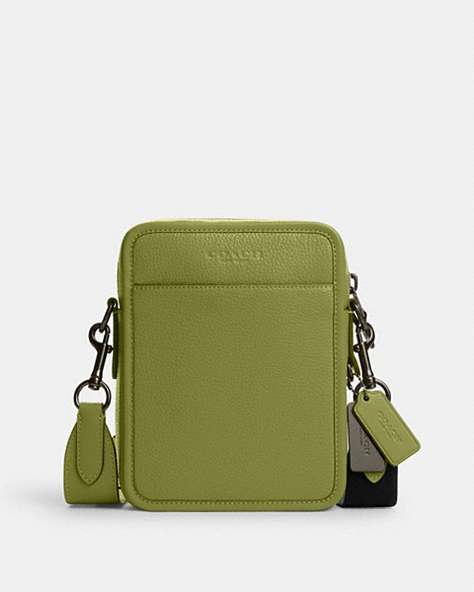 COACH®,SULLIVAN CROSSBODY,Pebbled Leather,Small,Black Antique Nickel/Yellow Green,Front View