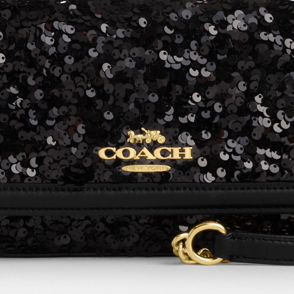 COACH®,PORTÉ-CROISÉ À RABAT,Or/Noir
