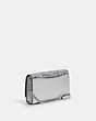 COACH®,FLAP CLUTCH CROSSBODY,Leather,Mini,Silver/Silver,Angle View