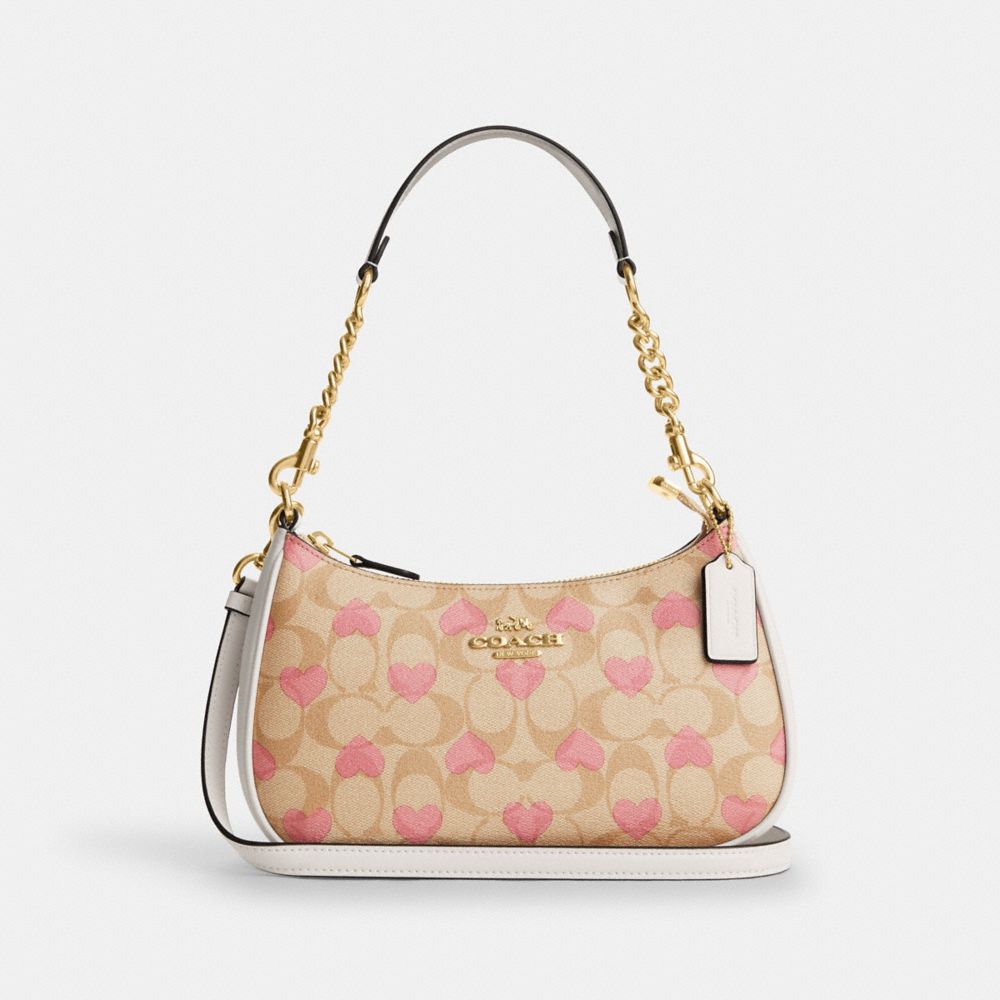 COACH® | Teri Shoulder Bag In Signature Canvas With Heart Print