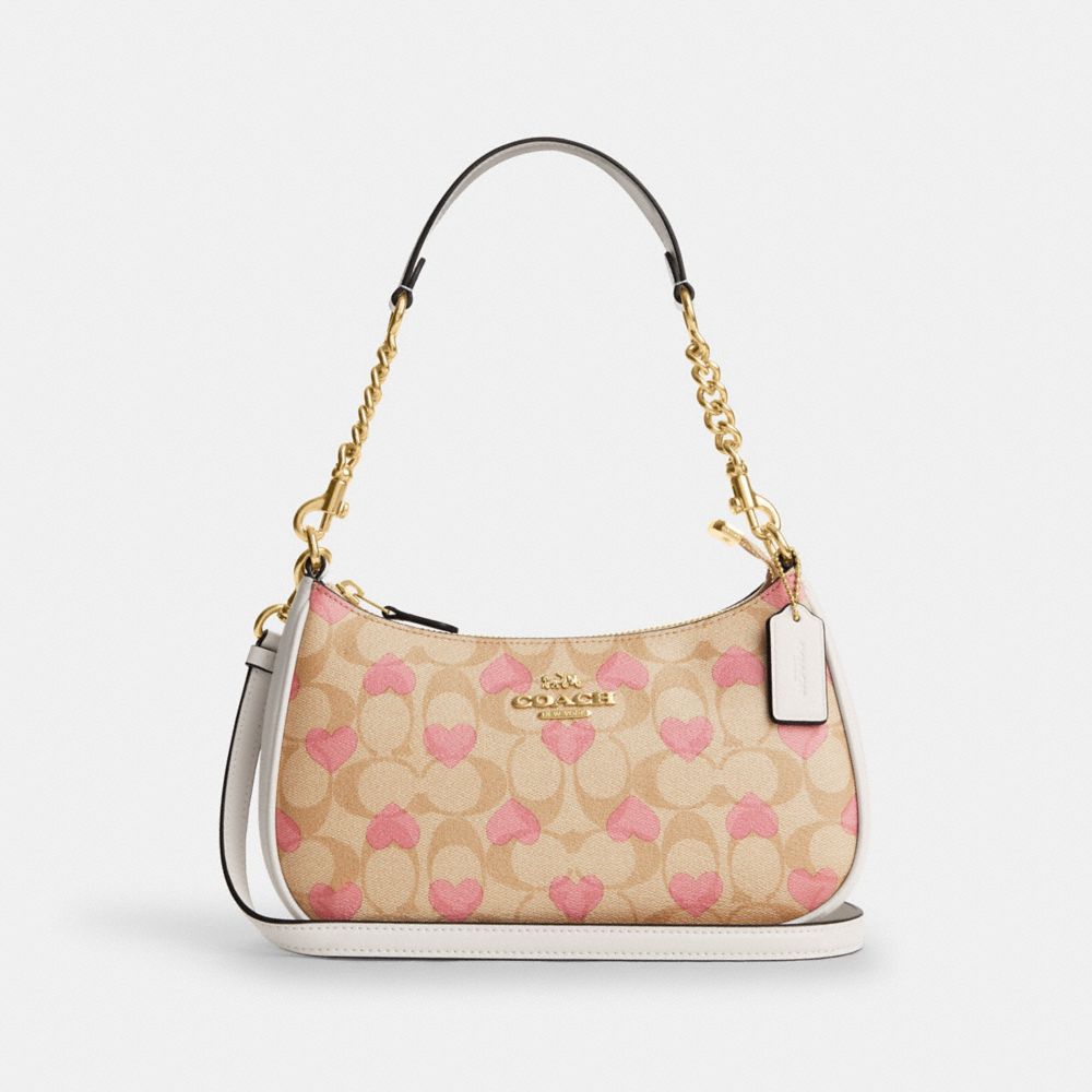 Teri Shoulder Bag In Signature Canvas With Heart Print