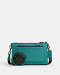 COACH®,HOLDEN CROSSBODY IN COLORBLOCK SIGNATURE CANVAS,Coated Canvas,Small,Black Antique Nickel/Bright Turquoise/Charcoal,Front View