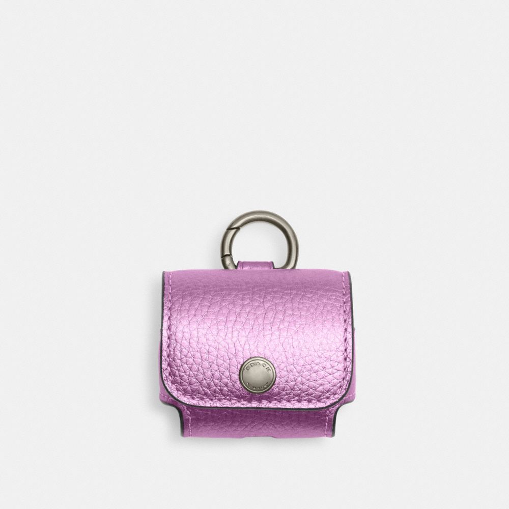 COACH®,ラージ ワイヤレス イヤーバッド プロ ケース,スマホケース&小物ポーチ,ﾒﾀﾘｯｸ ﾗｲﾗｯｸ