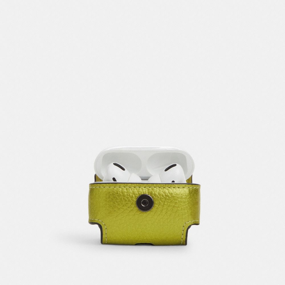 COACH®,ラージ ワイヤレス イヤーバッド プロ ケース,スマホケース&小物ポーチ,ﾒﾀﾘｯｸ ｼﾄﾘﾝ