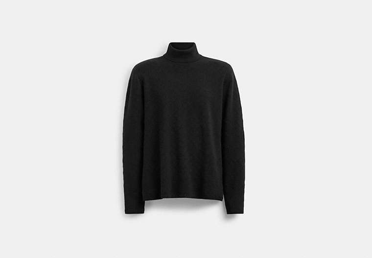 COACH®,SIGNATURE TURTLENECK,Wool/Silk,Black,Front View