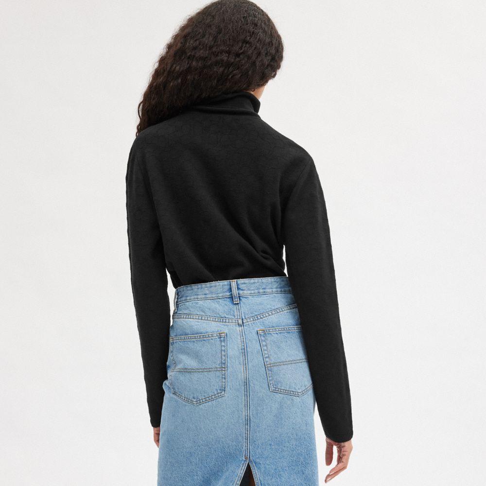 COACH®,Signature Turtleneck,Black,Scale View