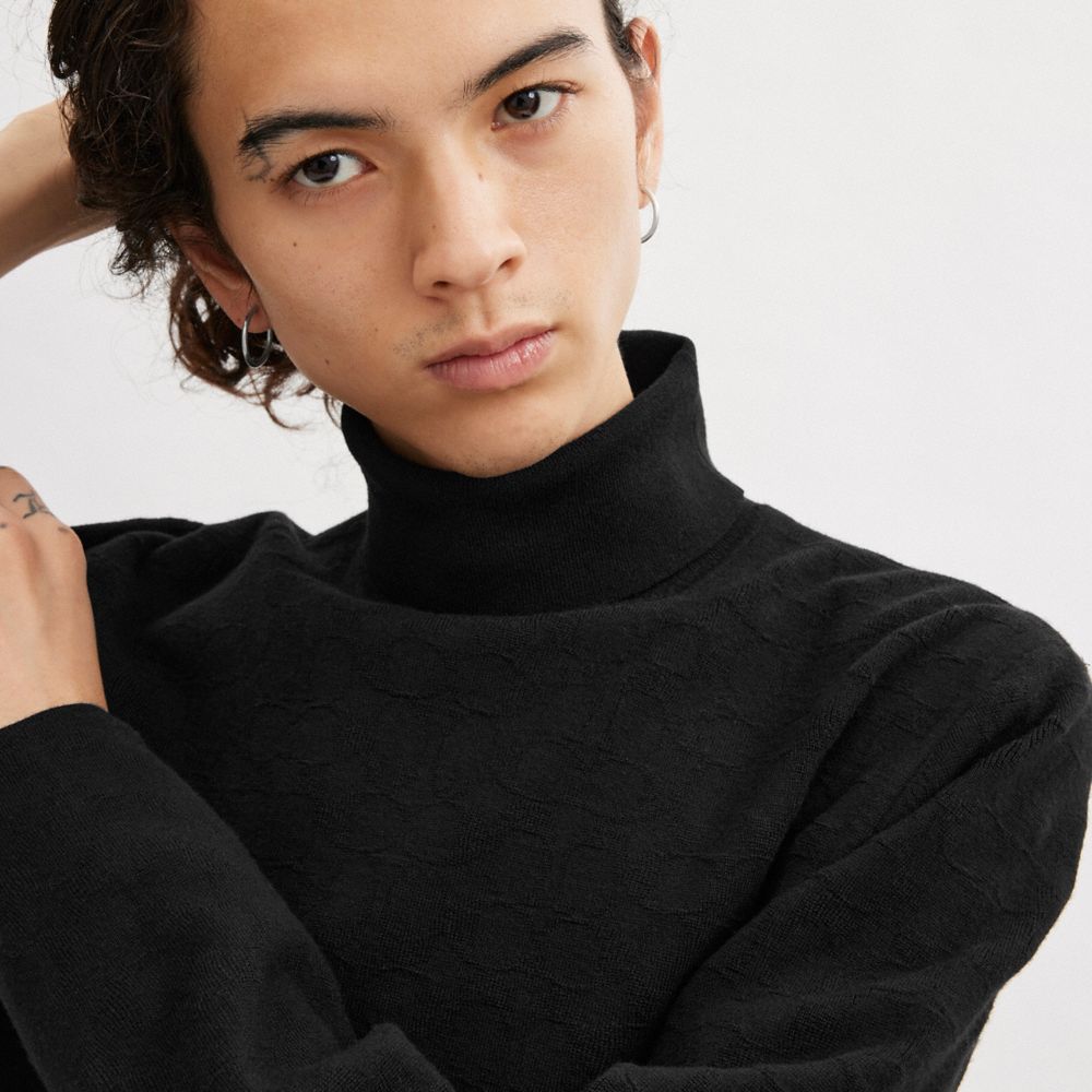 COACH®,Signature Turtleneck,Black,Detail View
