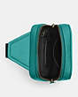 COACH®,SULLIVAN PACK,Pebbled Leather,Medium,Black Antique Nickel/Bright Turquoise,Inside View,Top View