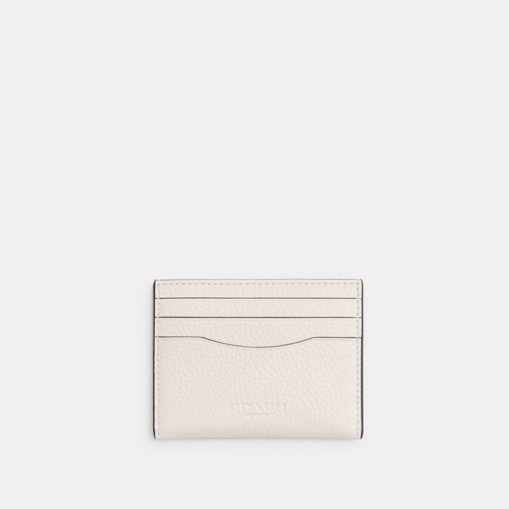 COACH®,Slim Id Card Case,Leather,Card Case,Casual,White,Front View