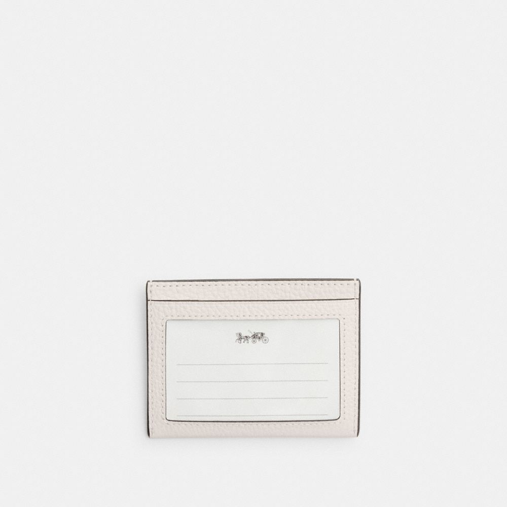 COACH®,SLIM ID CARD CASE,Pebbled Leather,Chalk,Back View