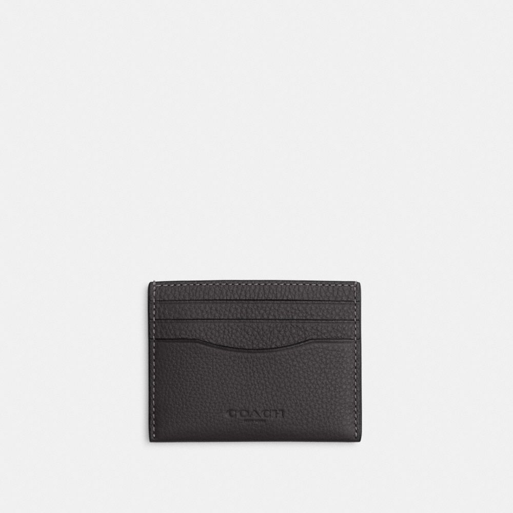 COACH®,Slim Id Card Case,Leather,Card Case,Casual,Black,Front View