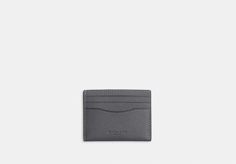 COACH®,SLIM ID CARD CASE,Pebbled Leather,Gunmetal/Industrial Grey,Front View
