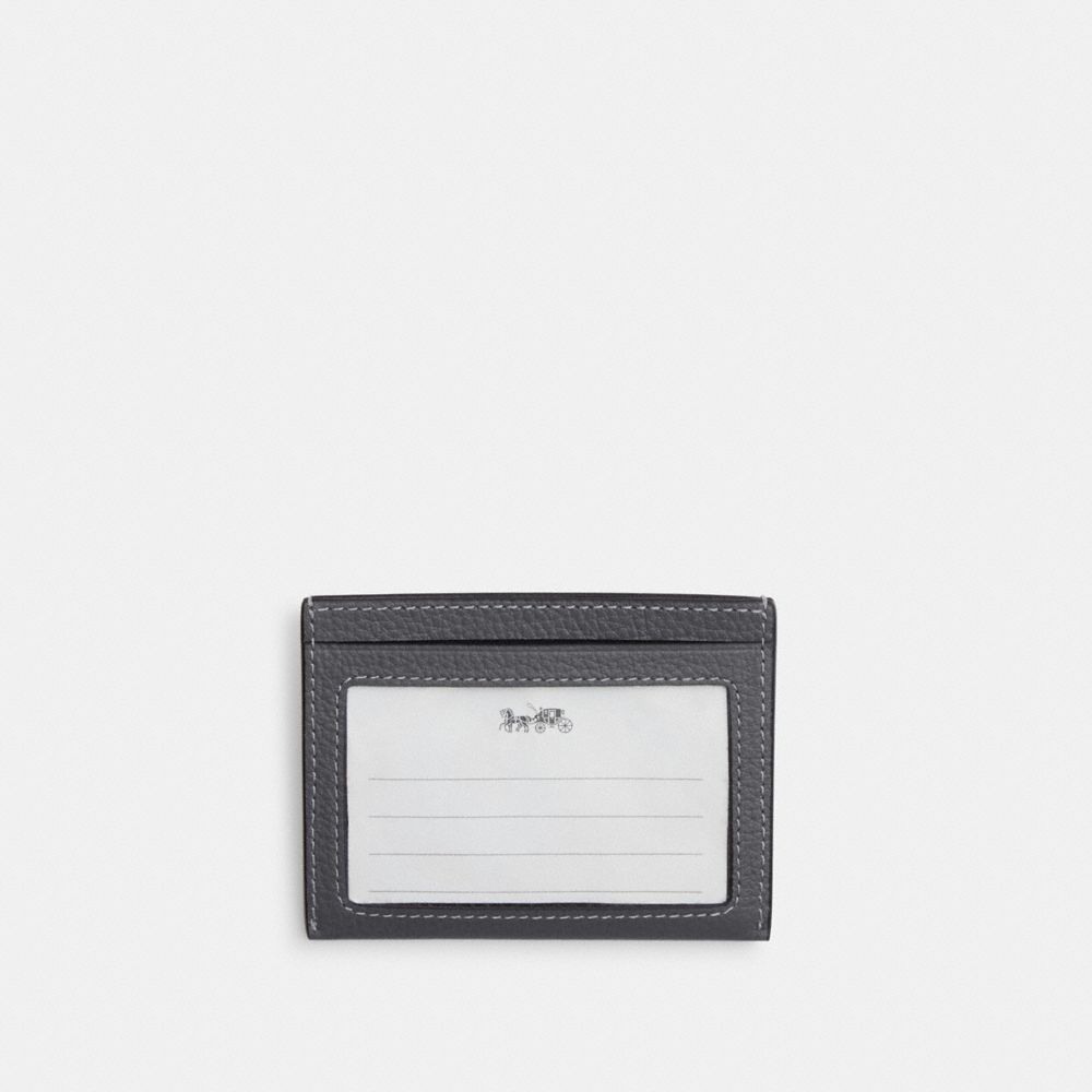 COACH®,SLIM ID CARD CASE,Pebbled Leather,Gunmetal/Industrial Grey,Back View