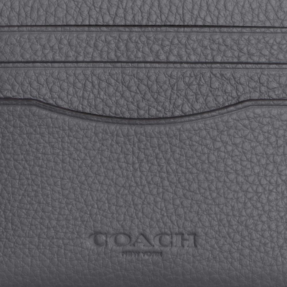 COACH®,SLIM ID CARD CASE,Pebbled Leather,Gunmetal/Industrial Grey