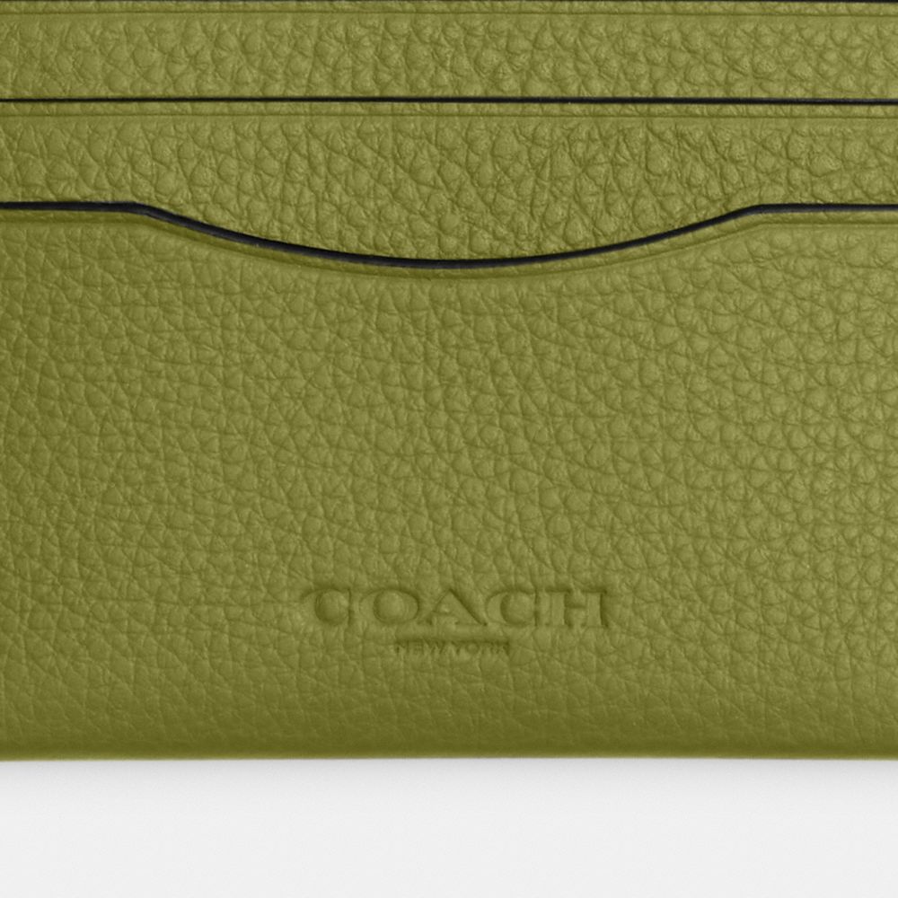 COACH®,SLIM ID CARD CASE,Pebbled Leather,Black Antique Nickel/Yellow Green