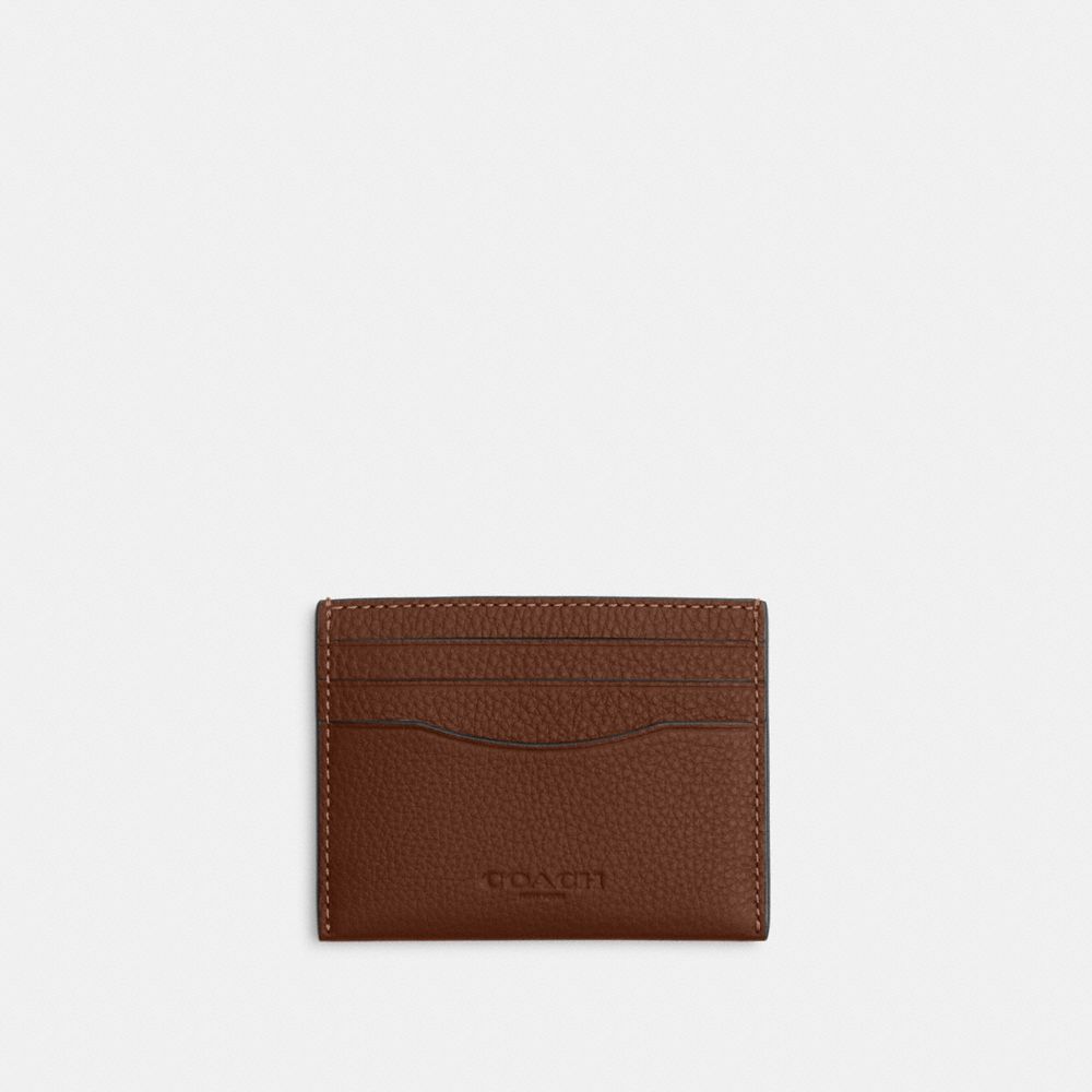 COACH®,Slim Id Card Case,Leather,Card Case,Casual,Brown,Front View