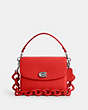 COACH®,CASSIE CROSSBODY 19 WITH HEART STRAP,Polished Pebble Leather,Medium,Silver/Sport Red,Front View