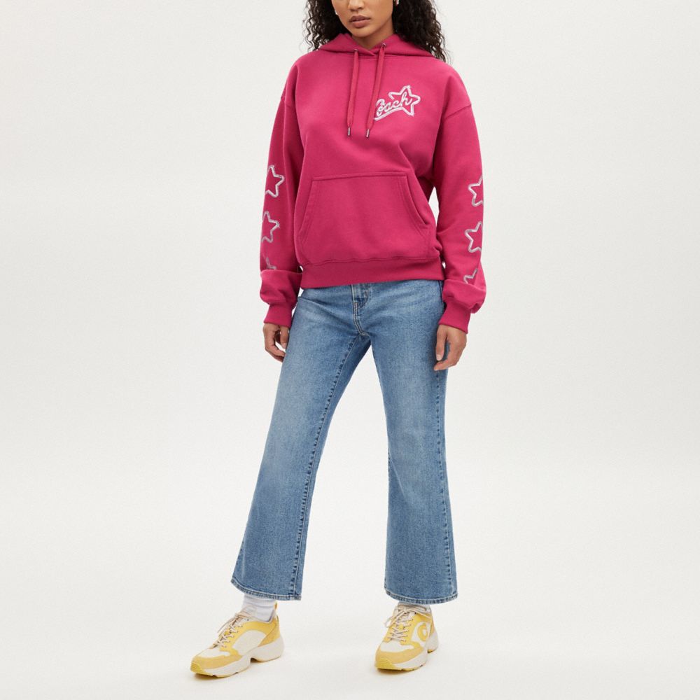 COACH®,STAR RELAXED HOODIE,Bright Pink,Scale View
