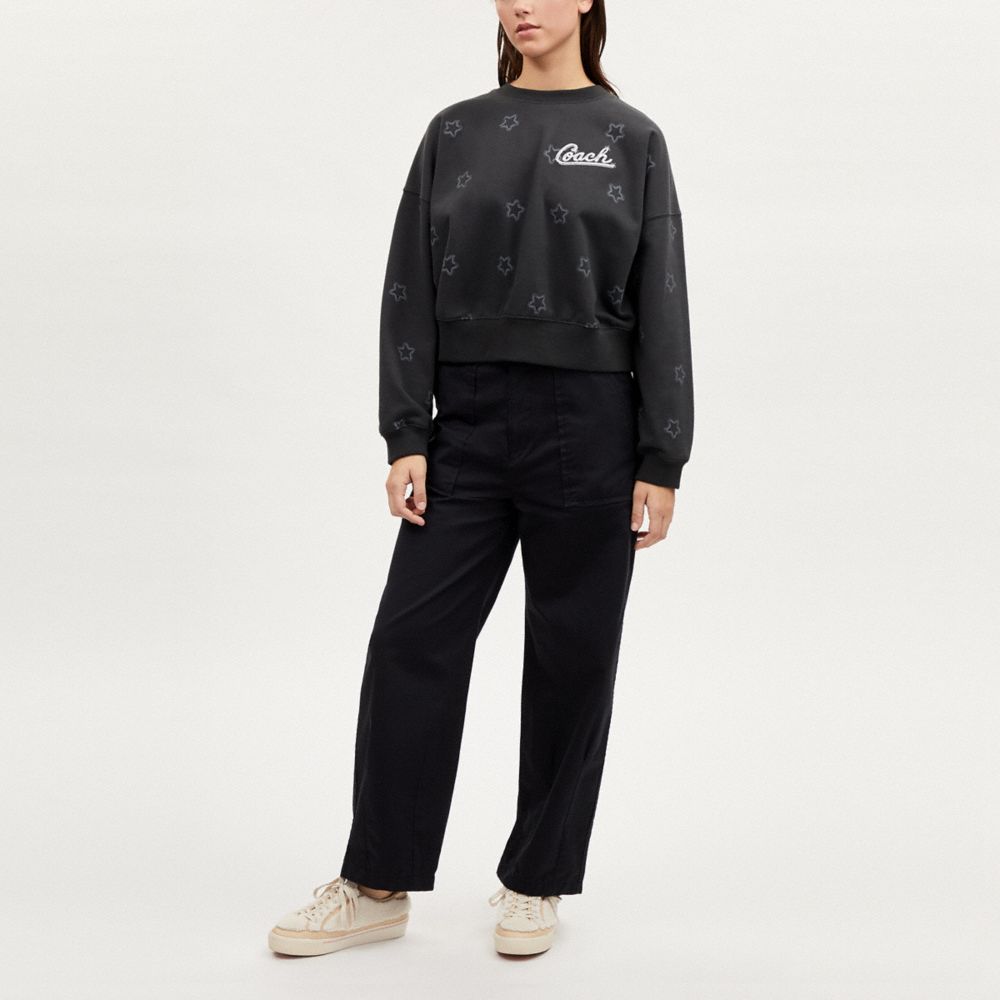 COACH®,STAR CROPPED CREWNECK,Black,Scale View