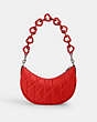 COACH®,MIRA SHOULDER BAG WITH PILLOW QUILTING AND HEART STRAP,Nappa leather,Medium,Silver/Sport Red,Back View