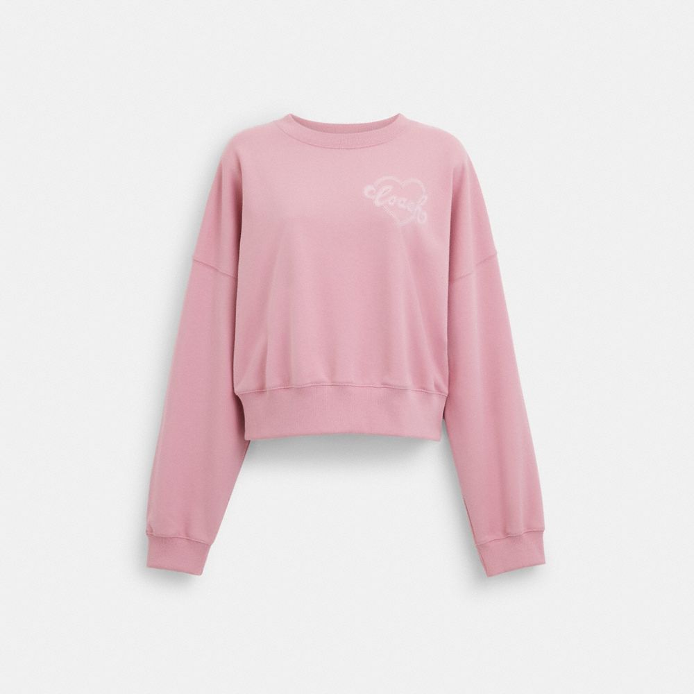 COACH®,HEART CREWNECK,Pink,Front View